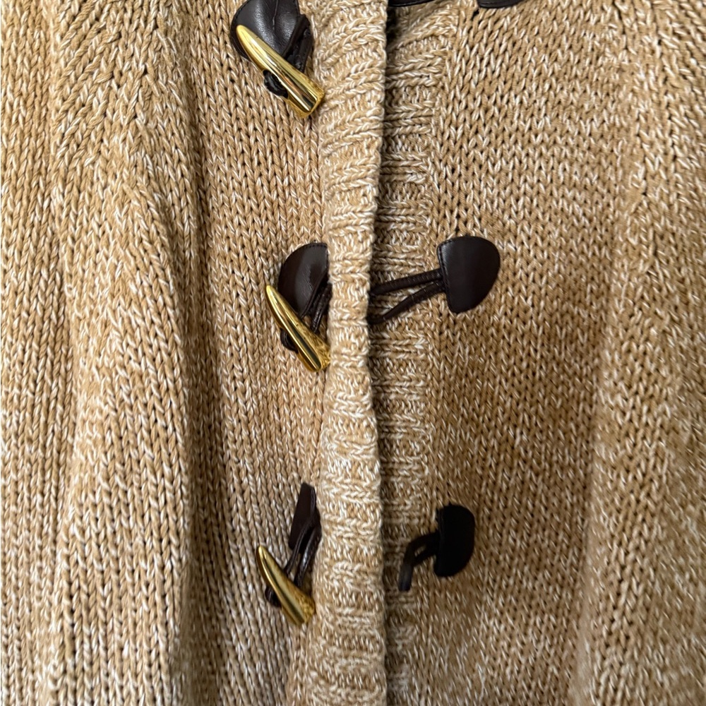 Michael Kors Tan Knit Sweater/ cape with Toggle Closures